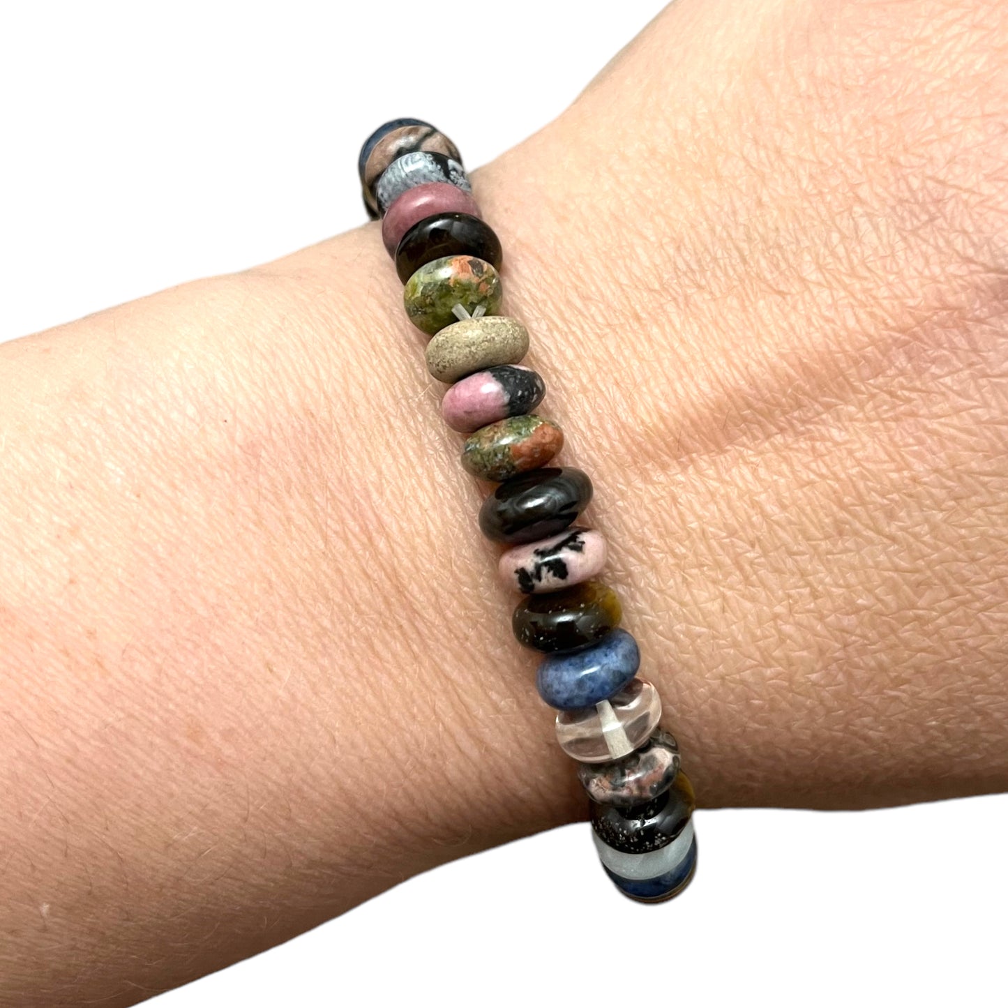 Bracelet MULTI PIERRES pierres rondelles 8x3 mm
