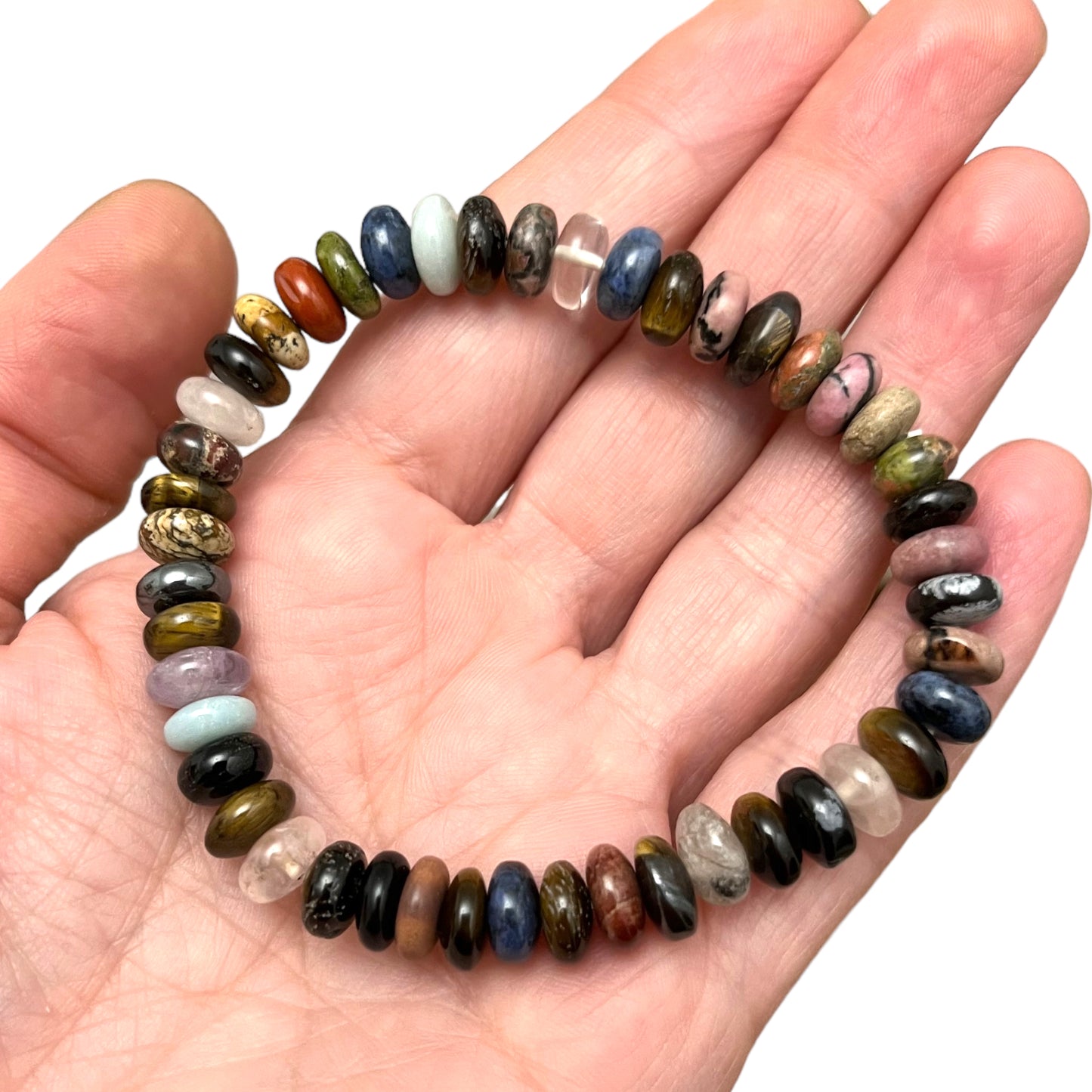 Bracelet MULTI PIERRES pierres rondelles 8x3 mm
