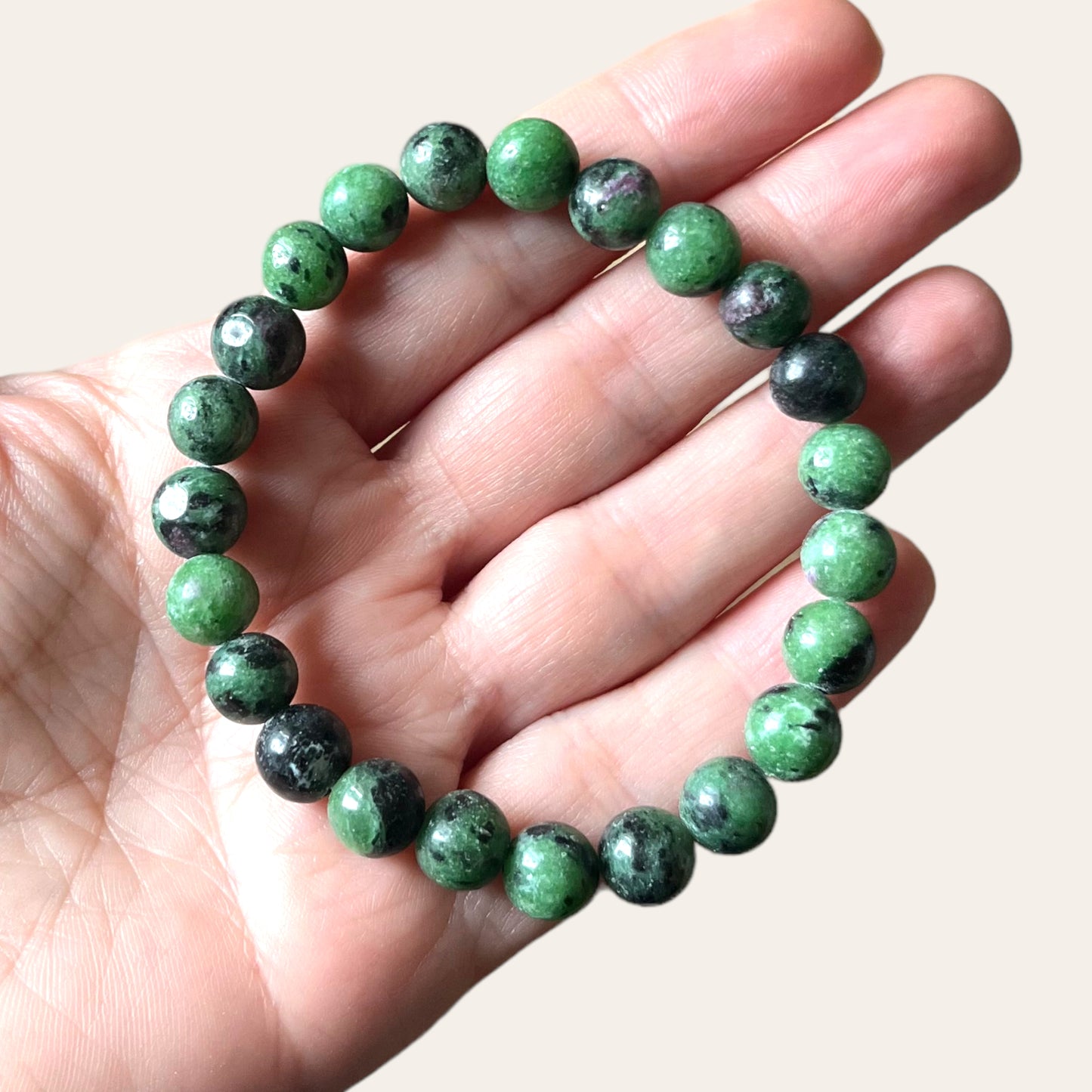 Bracelet RUBY ZOISITE pierres boules 8 mm