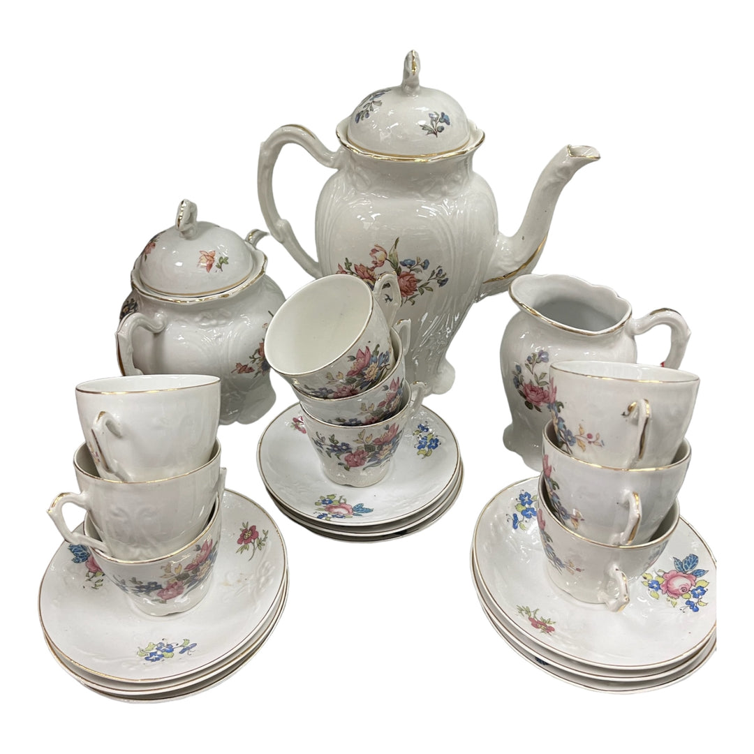 Coffee service 8 19th century flower cups