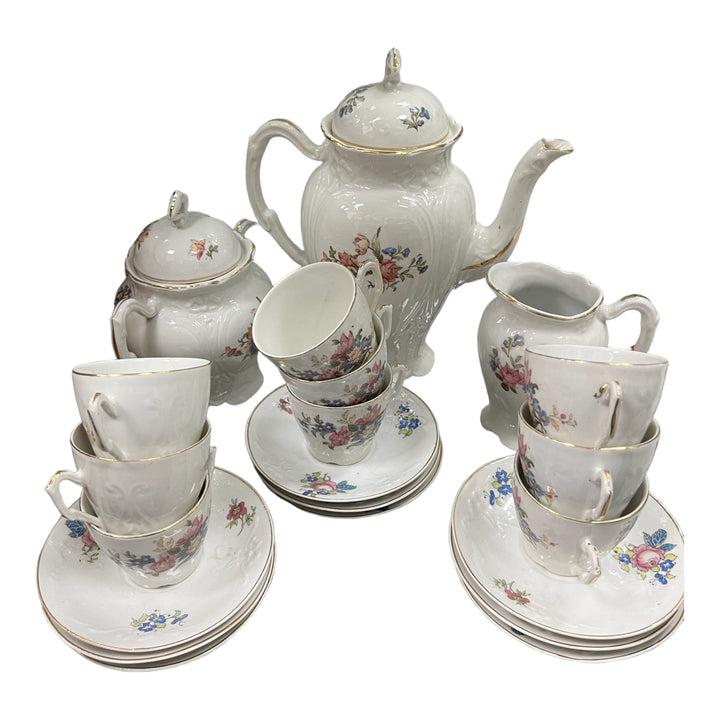 Coffee service 8 19th century flower cups