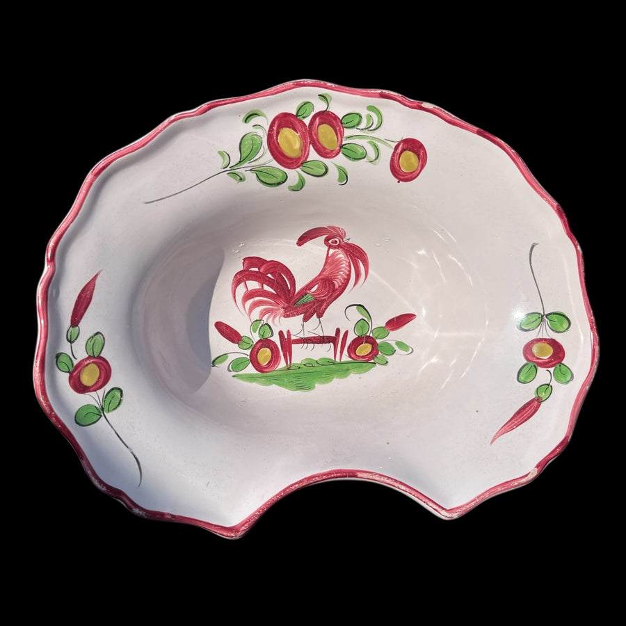plat à barbe au coq faience de l’est les islettes xixe