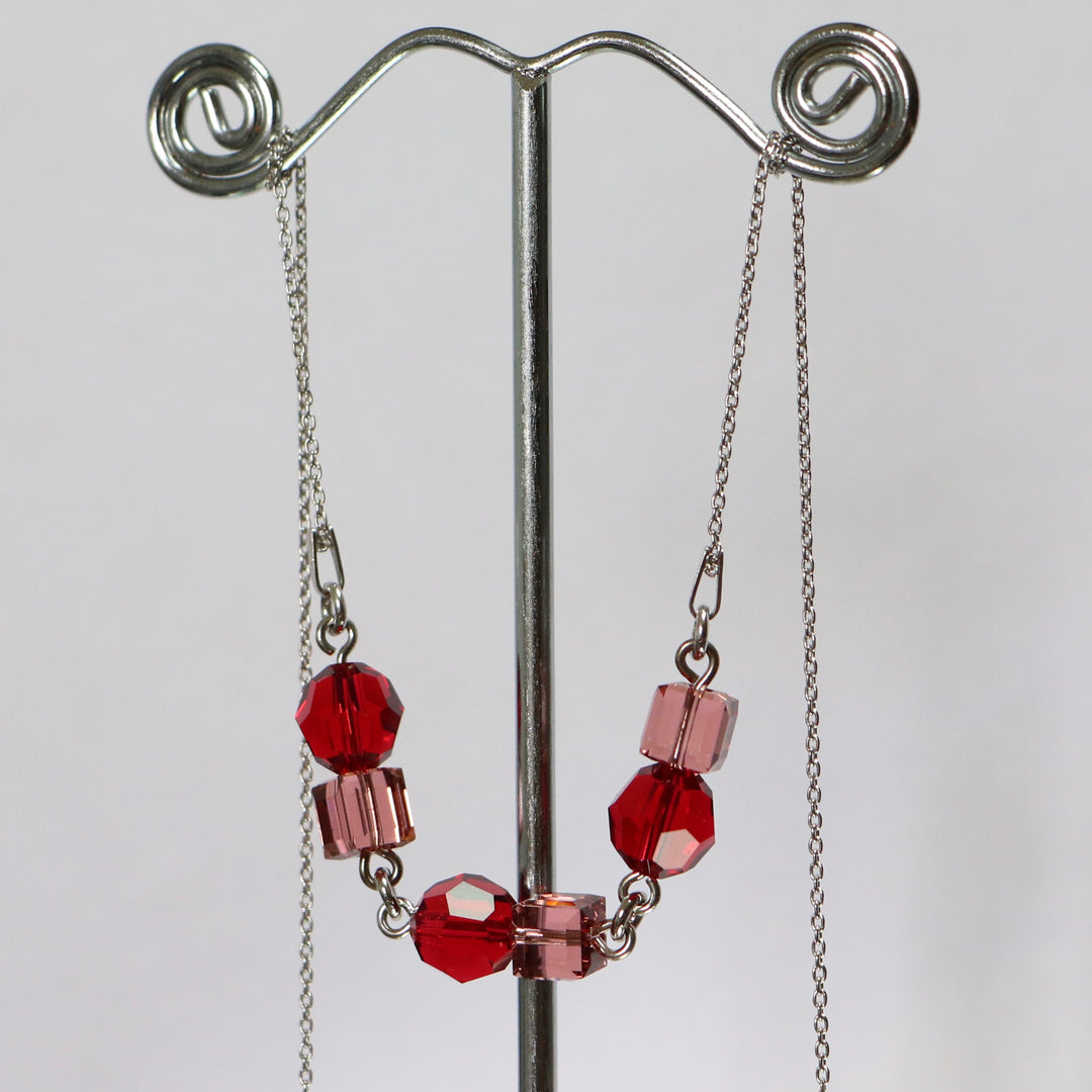 项链,施华洛世奇晶体,红色的银,红色,庞培