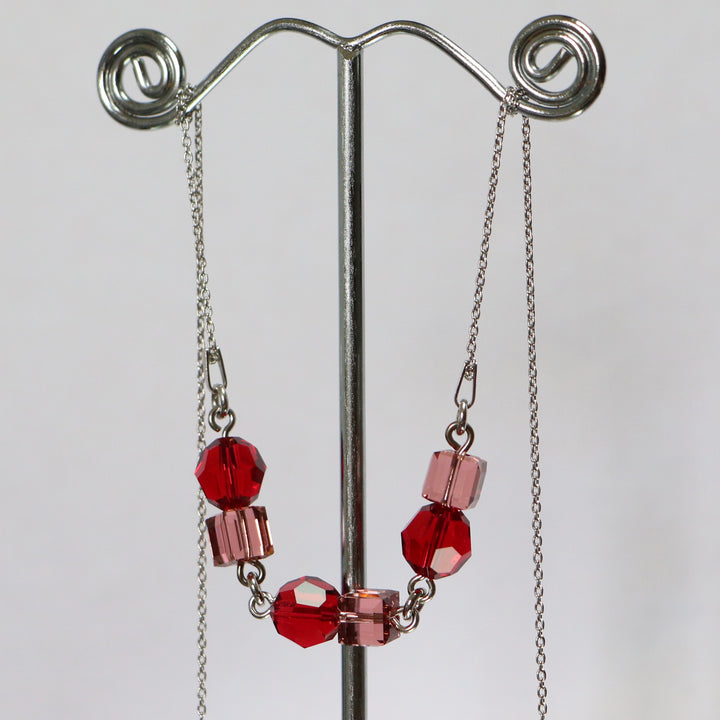 项链,施华洛世奇晶体,红色的银,红色,庞培