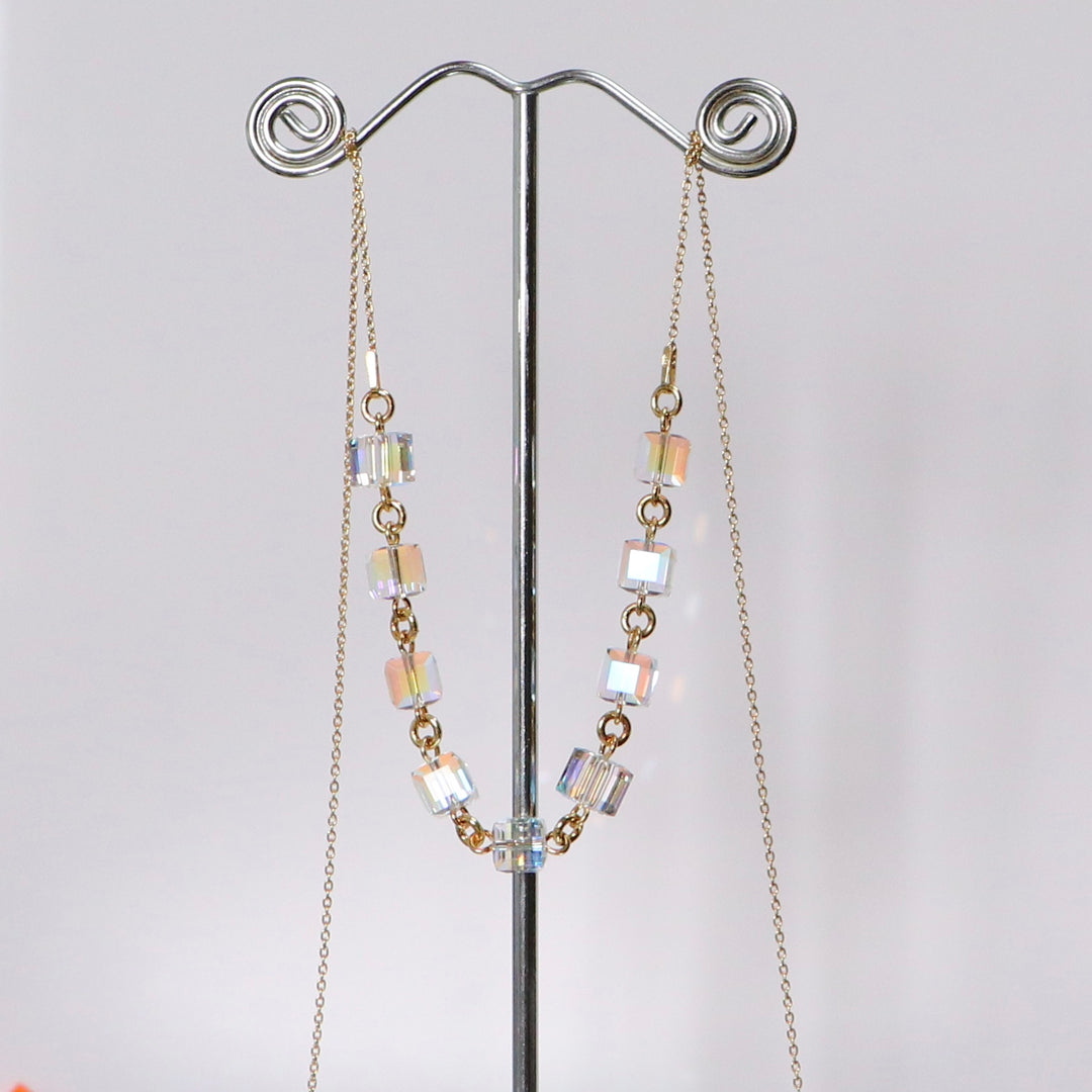 项链,施华洛世奇晶体,金银,ab晶体,多立方体