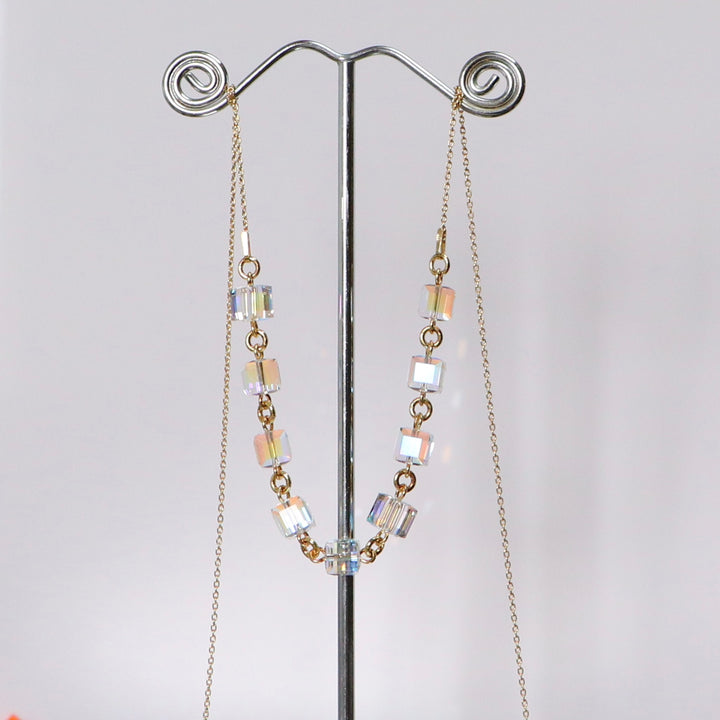 项链,施华洛世奇晶体,金银,ab晶体,多立方体