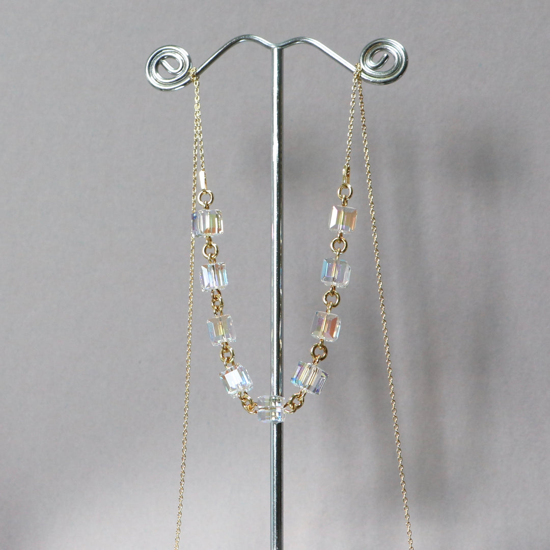 项链,施华洛世奇晶体,金银,ab晶体,多立方体