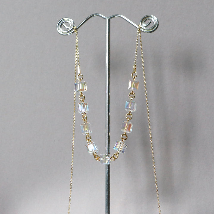 项链,施华洛世奇晶体,金银,ab晶体,多立方体