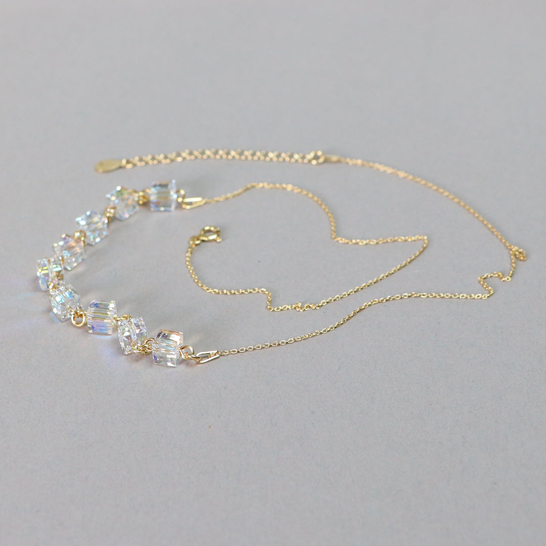 耳环,施华洛世奇晶体,金银,ab晶体,多立方体