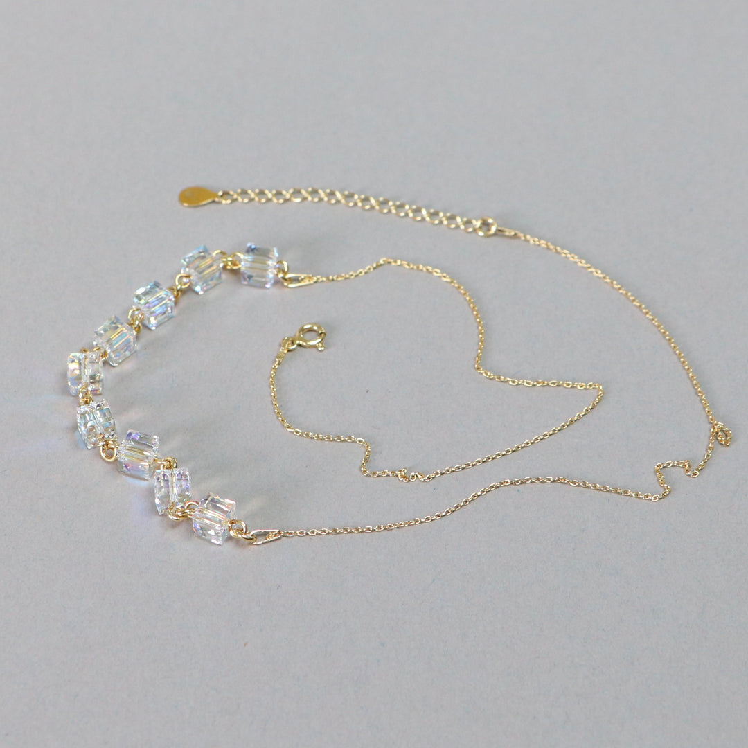 项链,施华洛世奇晶体,金银,ab晶体,多立方体