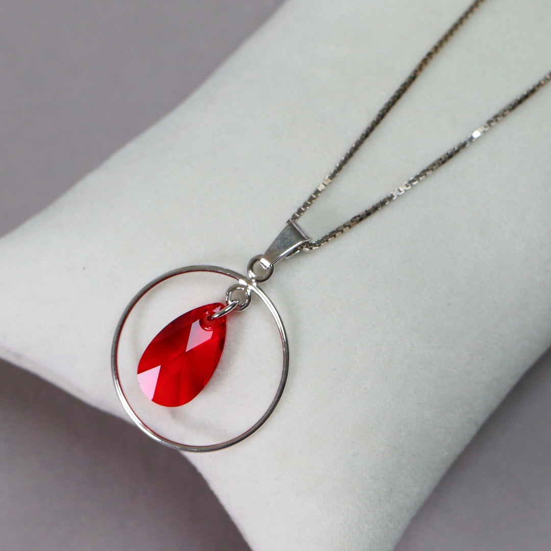 吊坠,施华洛世奇晶体,光辉的银,活泼的红色,湖泊