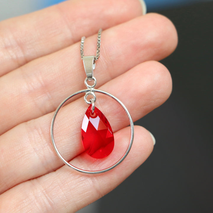 吊坠,施华洛世奇晶体,光辉的银,活泼的红色,湖泊