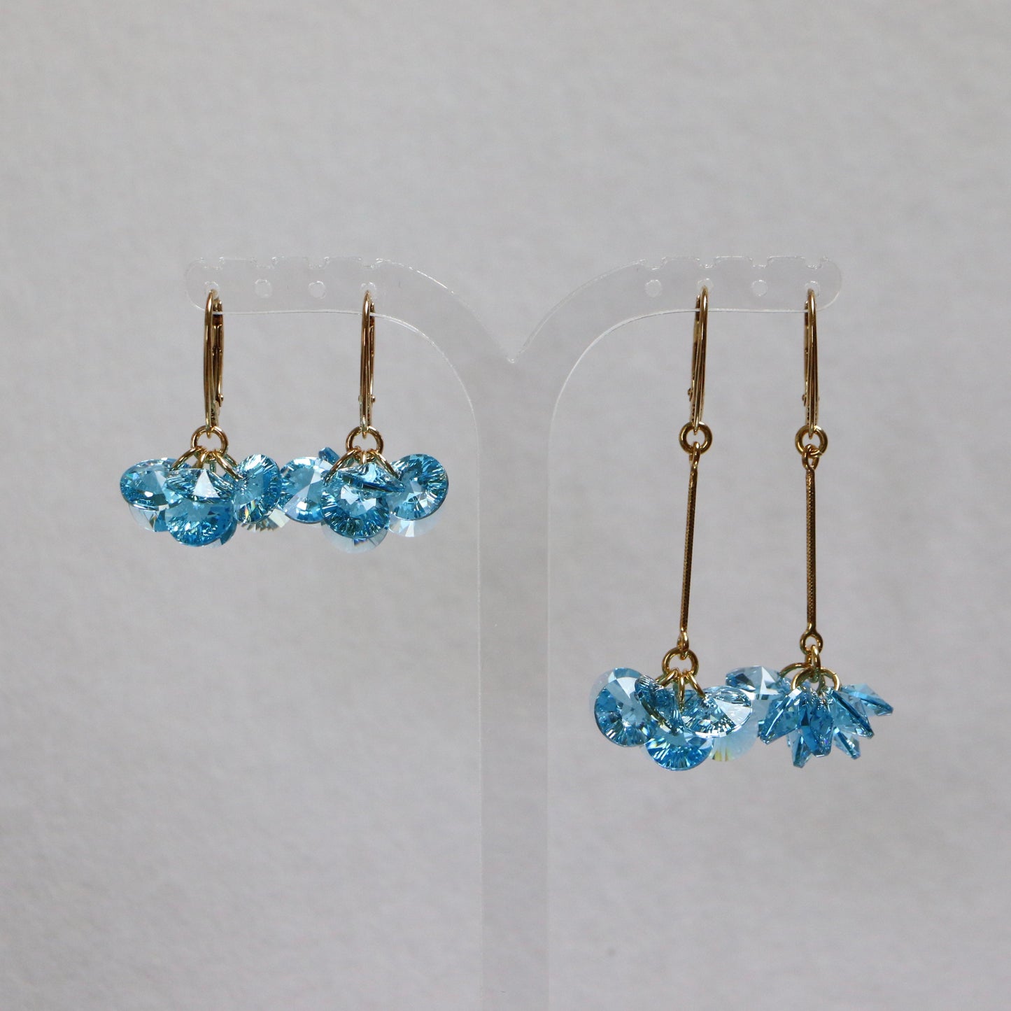 Collier avec cristaux Swarovski, bleu aquamarine, 202, argent doré, MARGOT