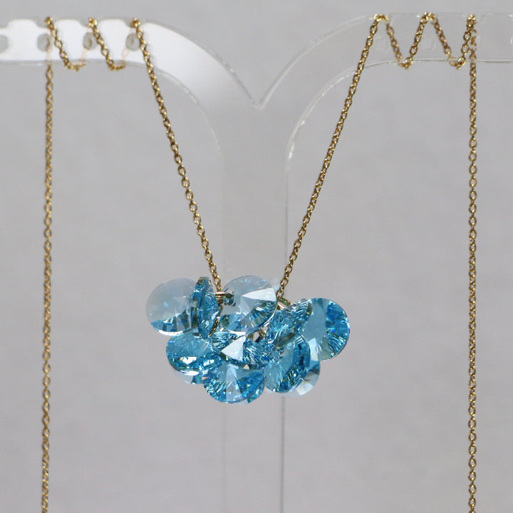 带有施华洛世奇晶体的项链,海蓝宝石蓝色,202,金银,玛格特