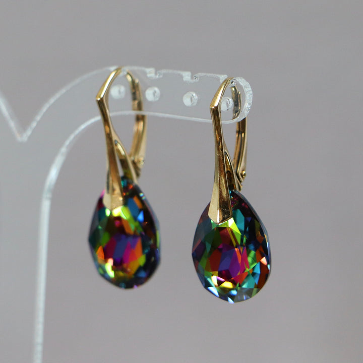 带有施华洛世奇晶体的耳环,金银,VM晶体,凯特