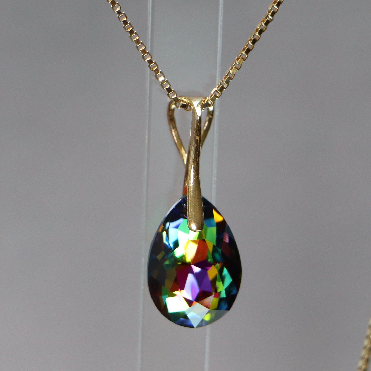 Pendentif avec cristaux Swarovski, argent doré, cristal VM, KATE