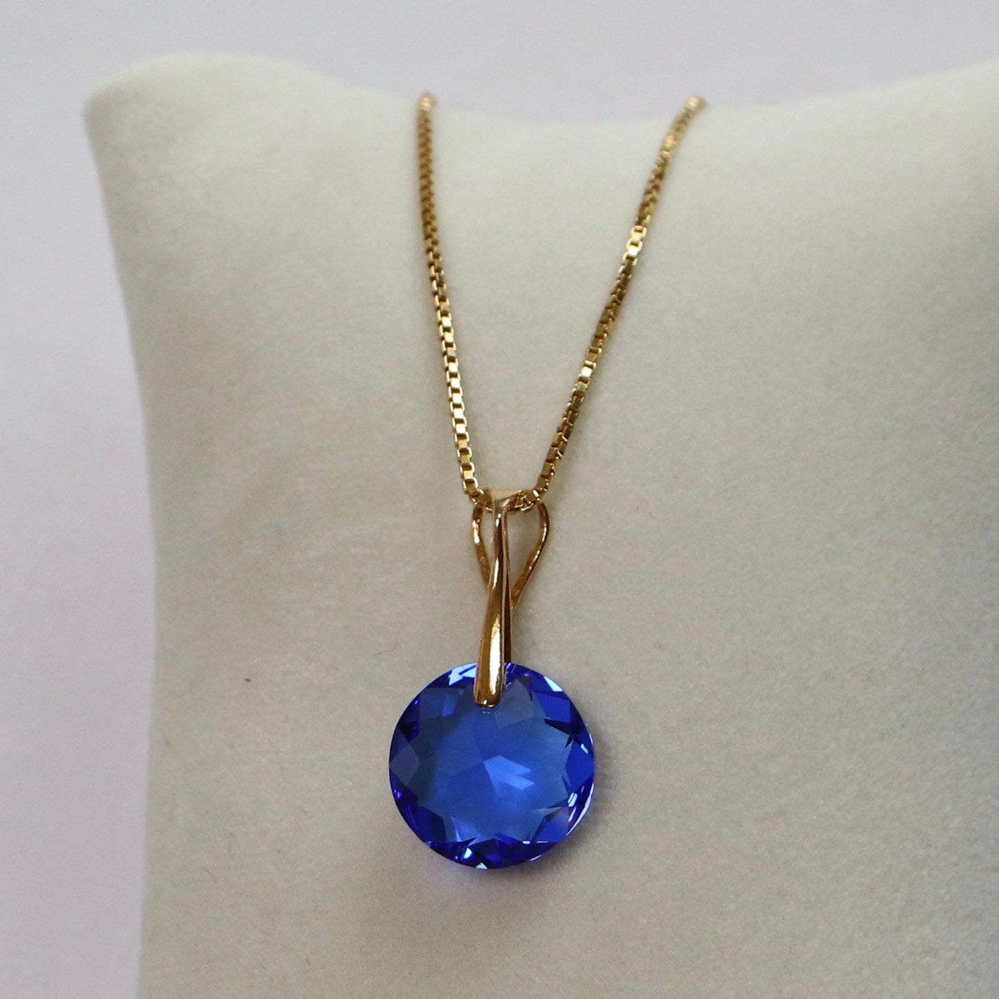Pendentif, cristaux Swarovski, argent doré, bleu, BONBON