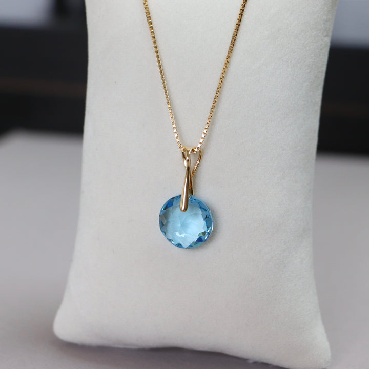 Earrings, Swarovski crystals, gold-plated silver, aquamarine blue, BONBON