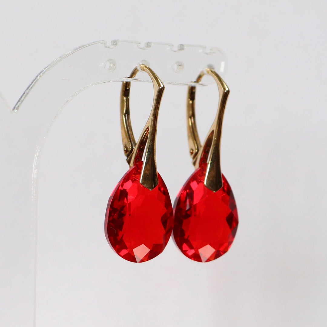 吊坠与施华洛世奇水晶,金银,红色,凯特