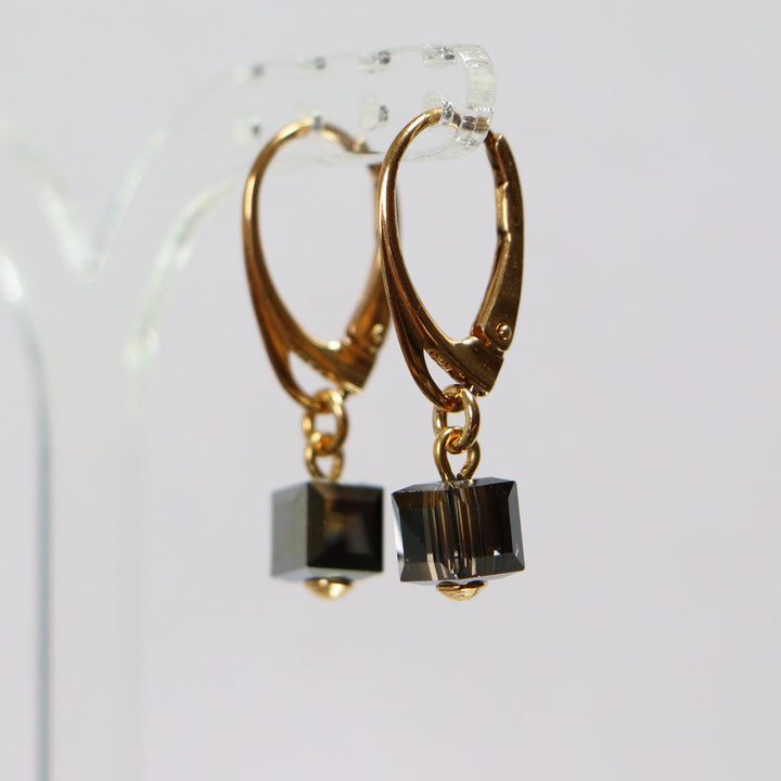 带有施华洛世奇晶体的耳环,银灰色,金银,十字路口