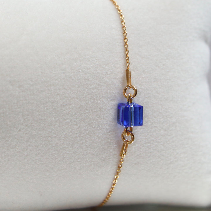 带有施华洛世奇晶体的手镯,蓝色,金银,十字路口