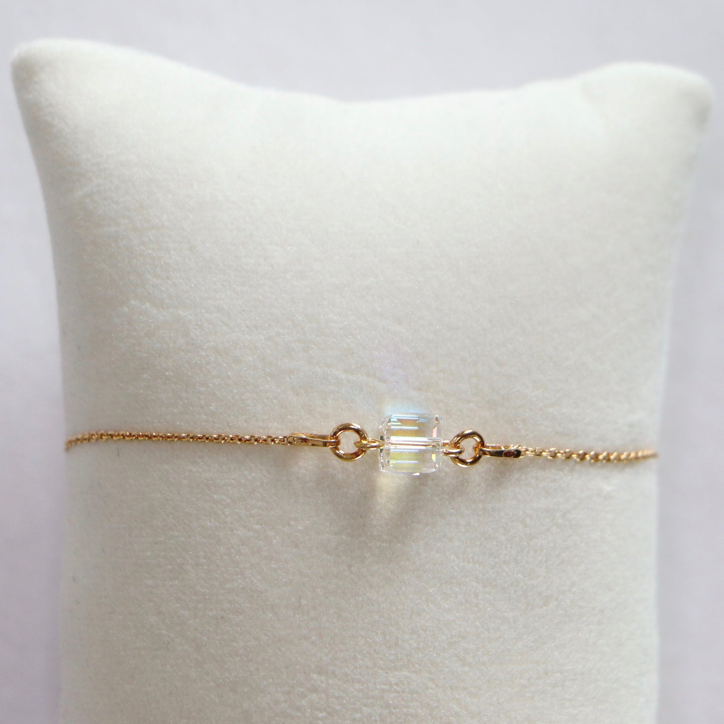 Bracelet avec cristaux Swarovski, cristal AB, argent doré, CARRE