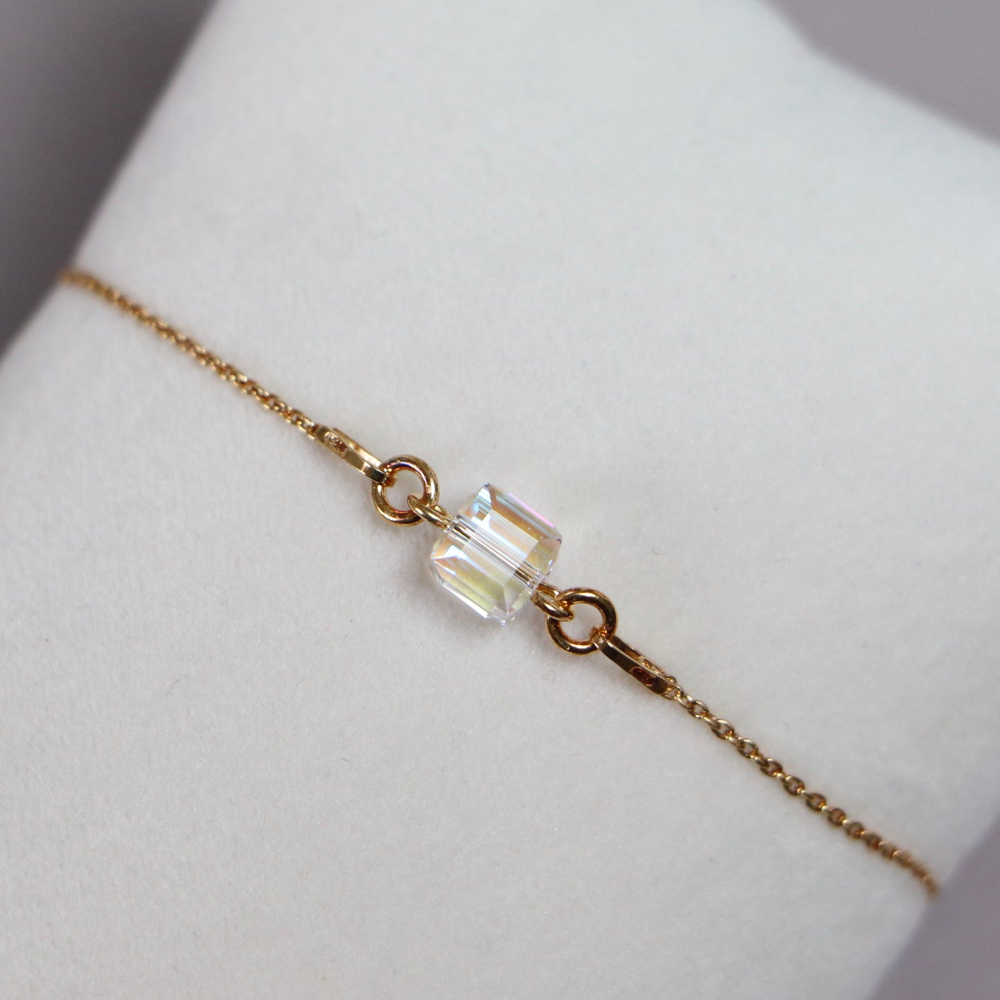 Bracelet avec cristaux Swarovski, cristal AB, argent doré, CARRE