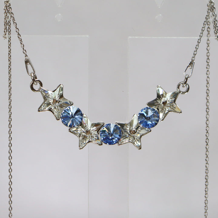 带有施华洛世奇晶体的耳环,切割收集,晶体/蓝色,鲜艳的银