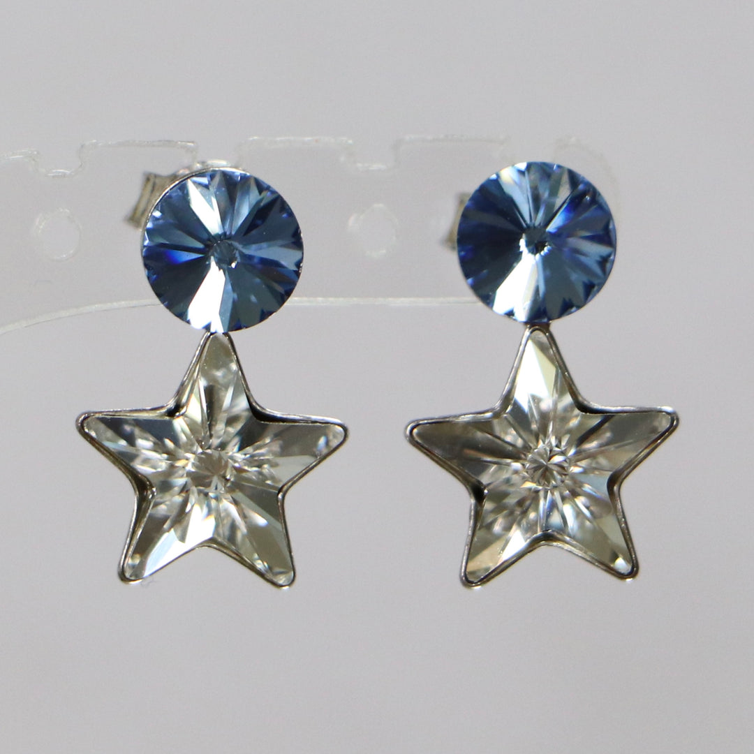 带有施华洛世奇晶体的项链,切割收集,晶体/蓝色,鲜艳的银