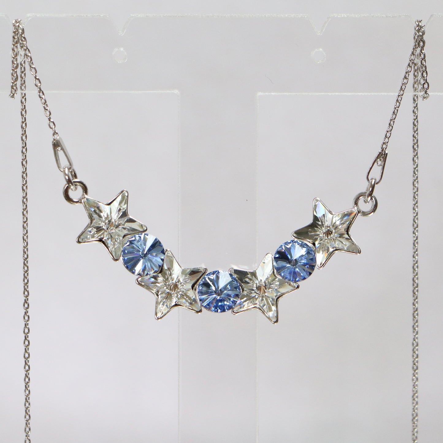 Collier avec cristaux Swarovski, collection SEVER, cristal/bleu, argent rhodié