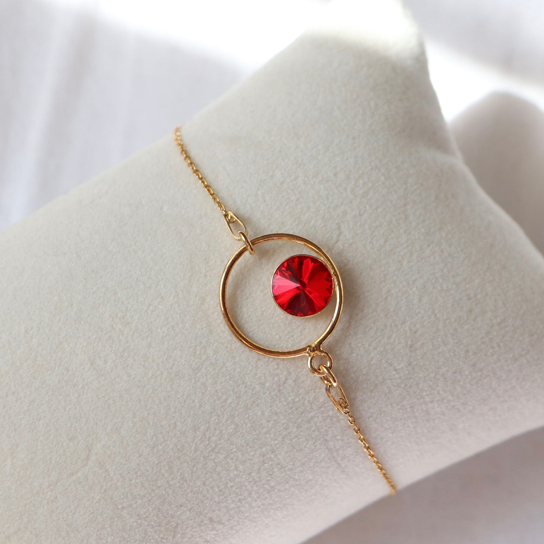 带有施华洛世奇晶体的手镯,金银,红色,朱利