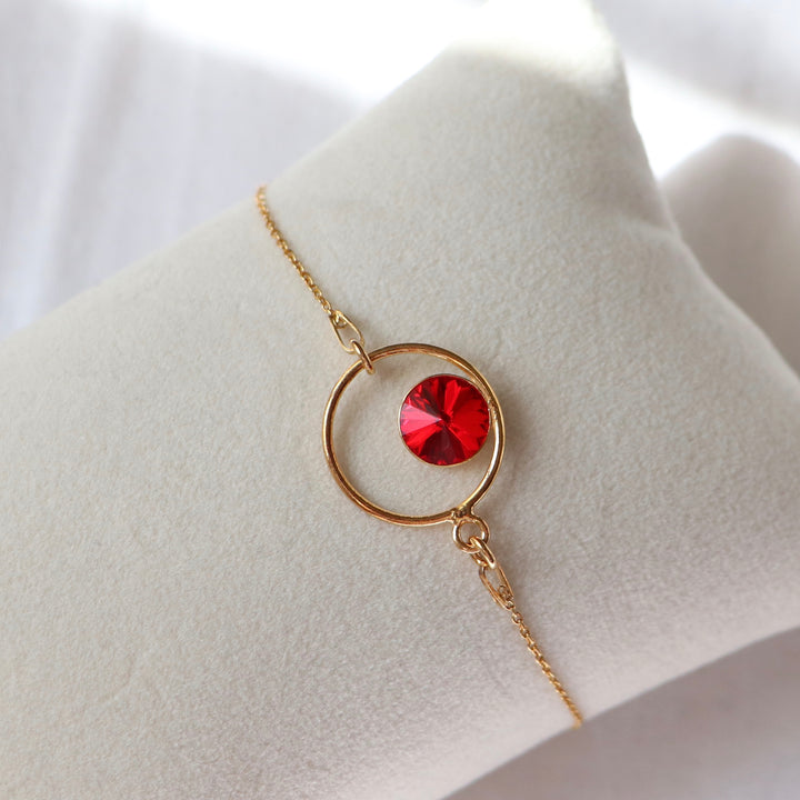 带有施华洛世奇晶体的手镯,金银,红色,朱利