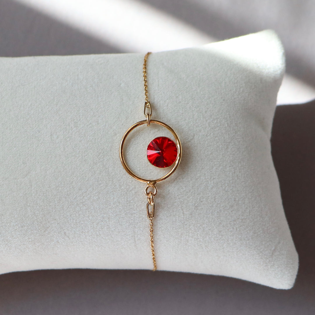 带有施华洛世奇晶体的手镯,金银,红色,朱利