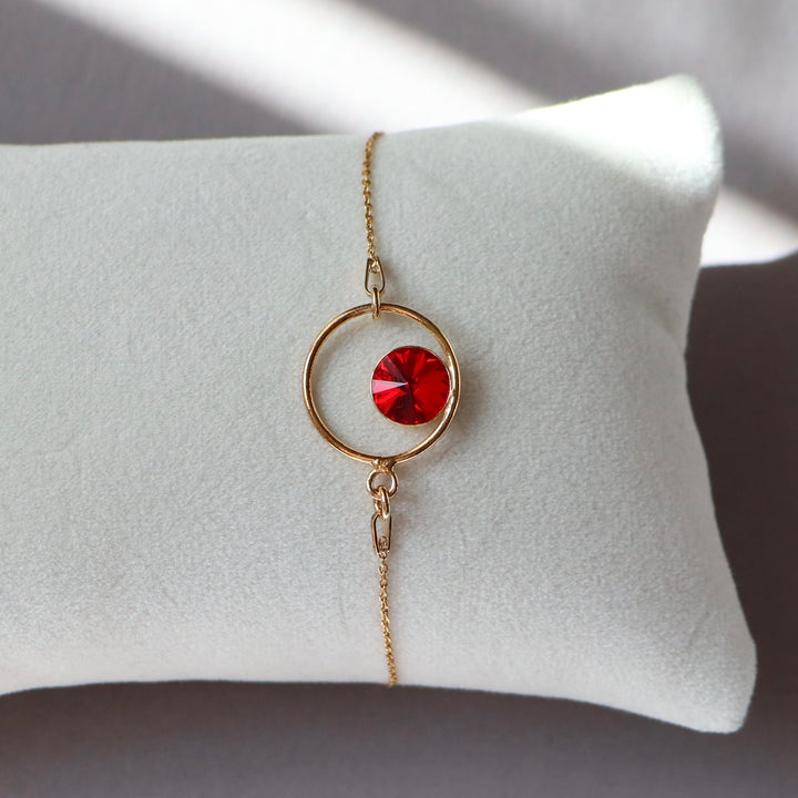 带有施华洛世奇晶体的手镯,金银,红色,朱利