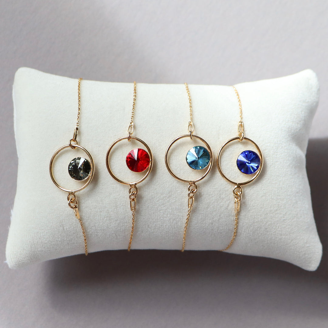 带有施华洛世奇晶体的手镯,金银,红色,朱利