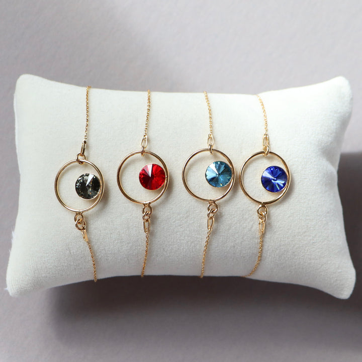 带有施华洛世奇晶体的手镯,金银,红色,朱利