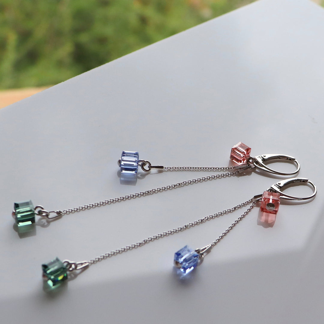 Серьги с кристаллами Сваровски, Rhodied Silver, Crystal, Cande, Model B