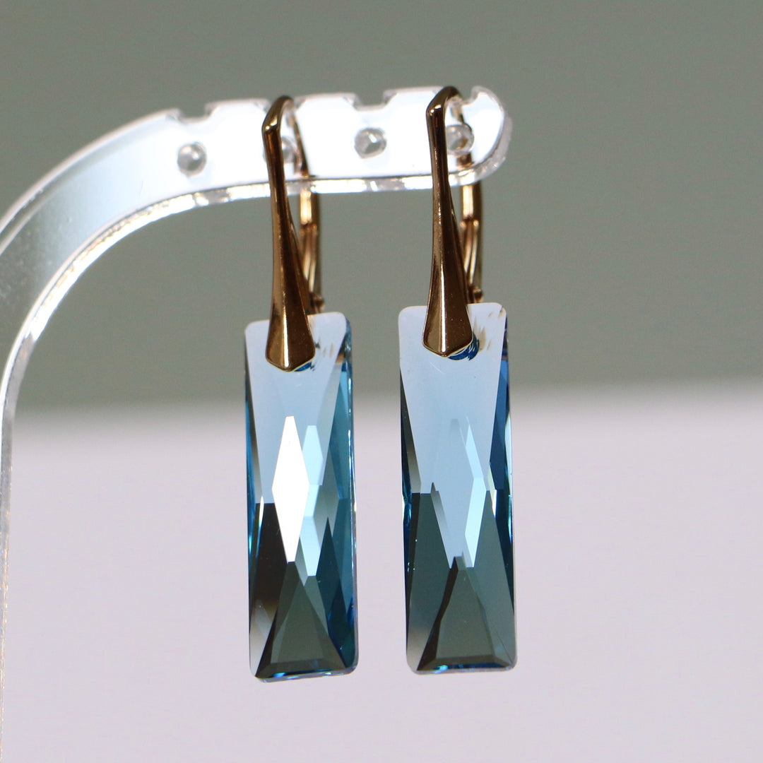 耳环,施华洛世奇水晶,金银,海蓝宝石蓝,诺拉