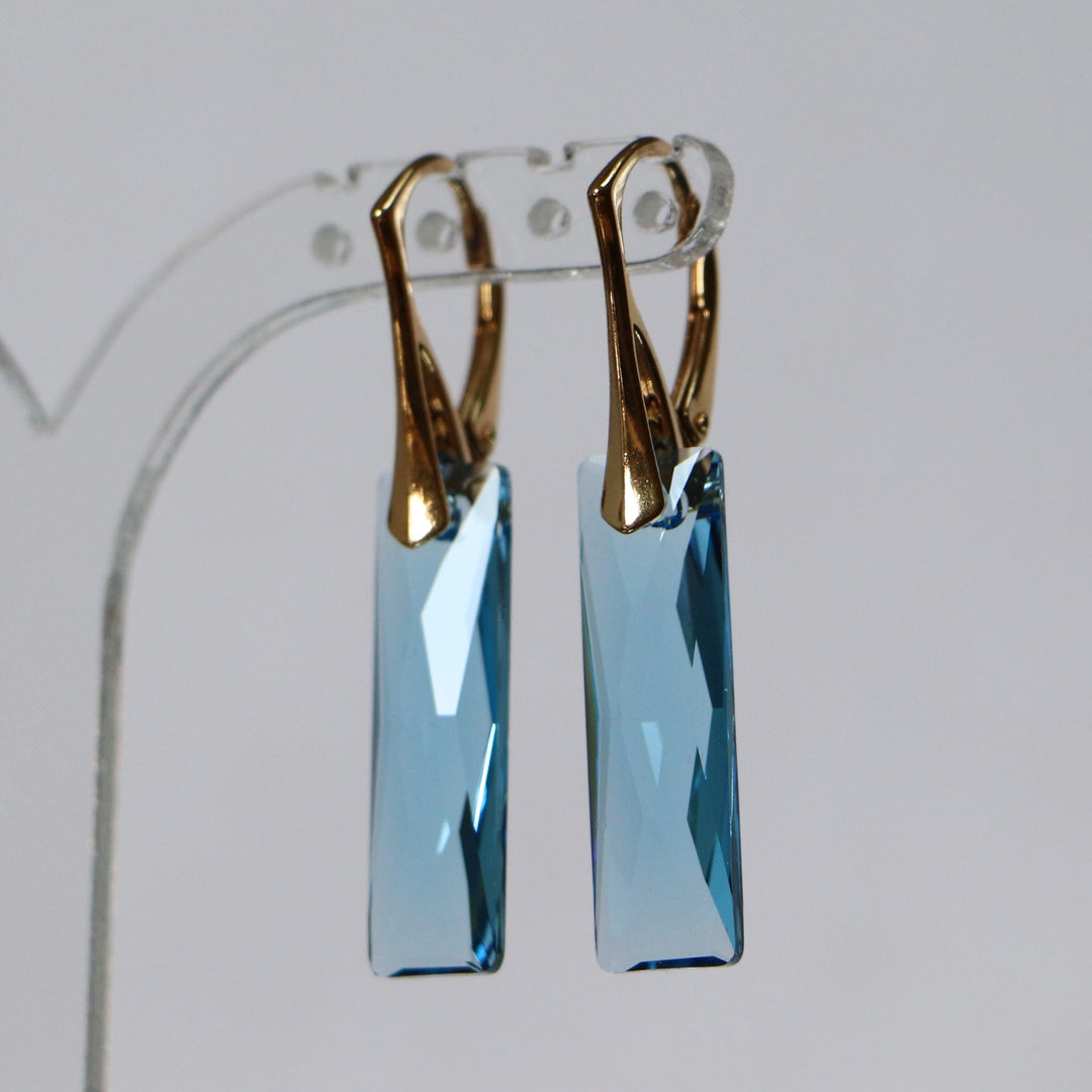 耳环,施华洛世奇水晶,金银,海蓝宝石蓝,诺拉