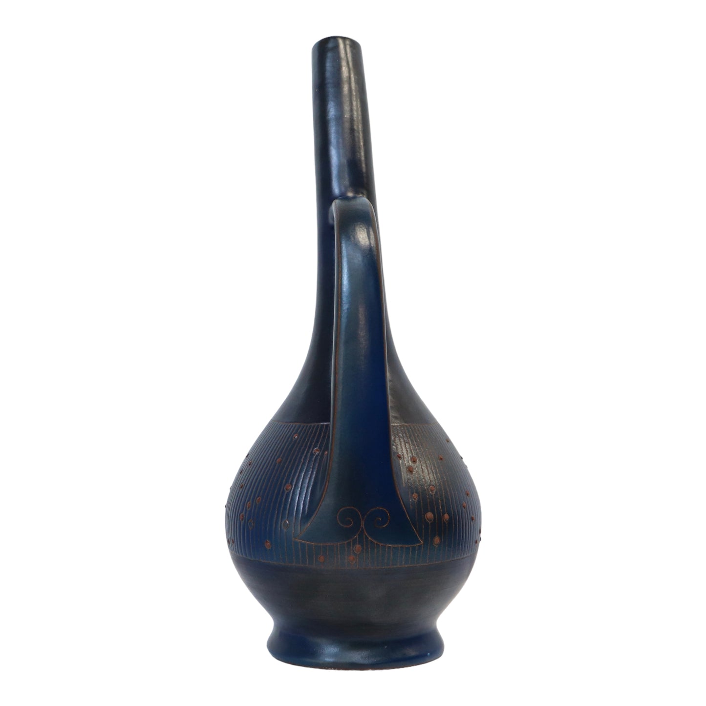Verseuse bleu émaillée Vallauris Rene Maurel
