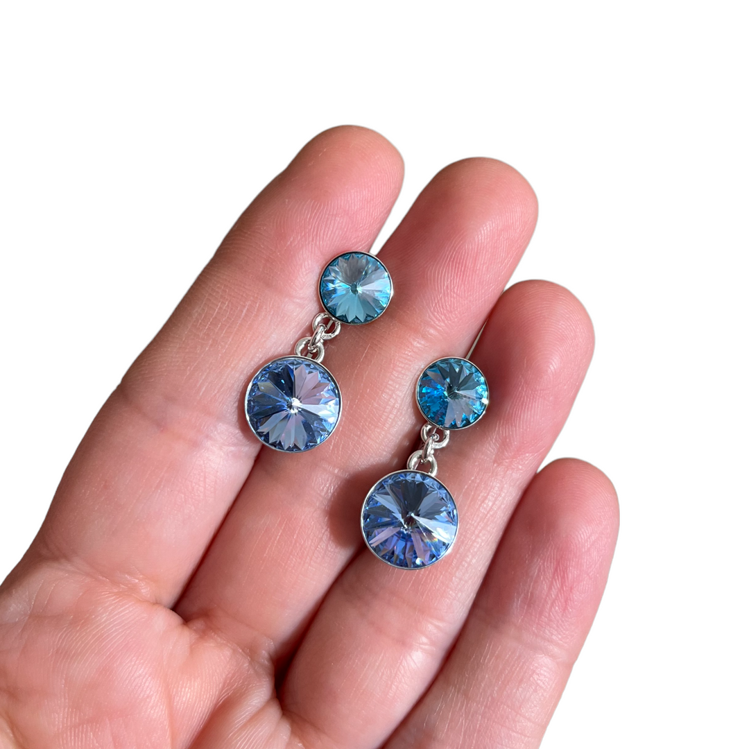 带有施华洛世奇晶体的吊坠,浅蓝色,变色的银,三重奏