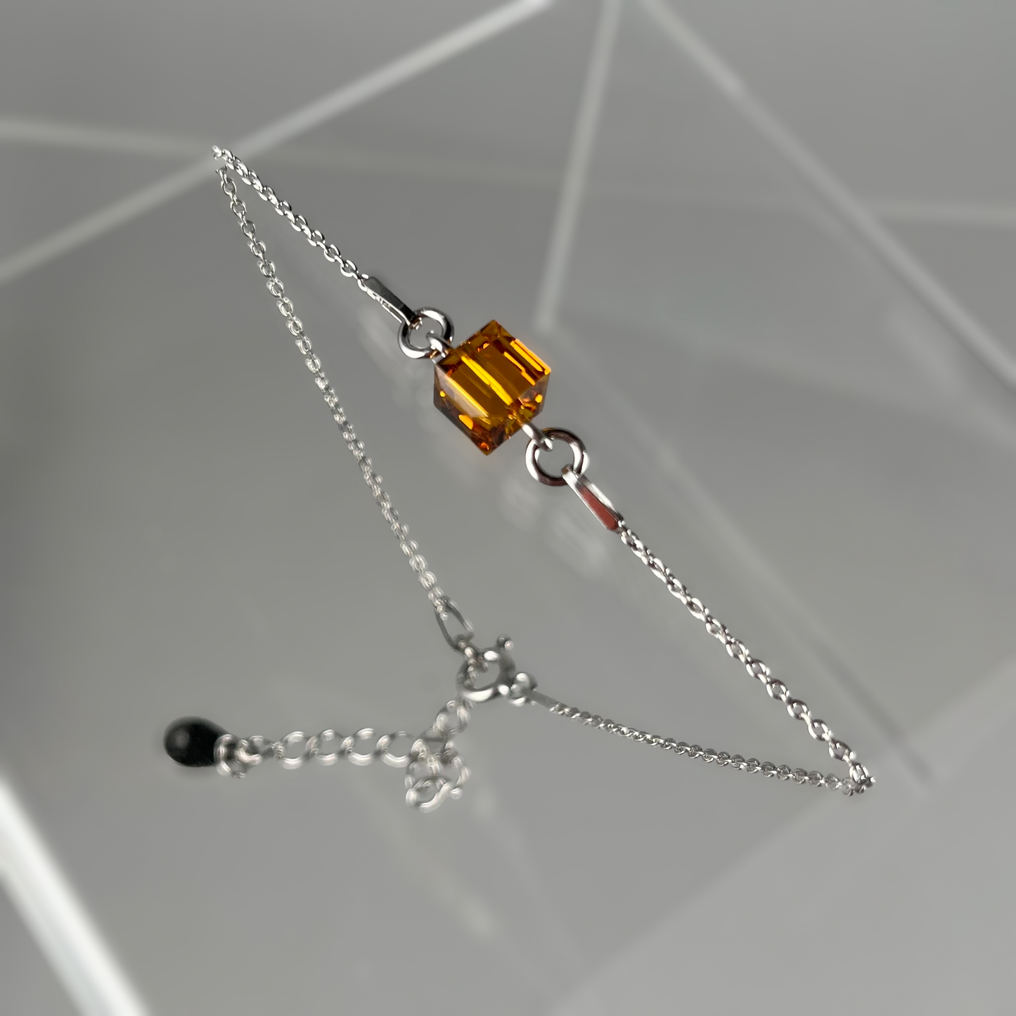 Bracelet avec cristaux Swarovski, couleur Mandarine, argent rhodié, CARRE
