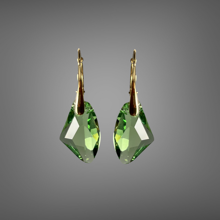 Copy of Earrings, Swarovski crystals, gold-plated silver, olive green, ALICIA