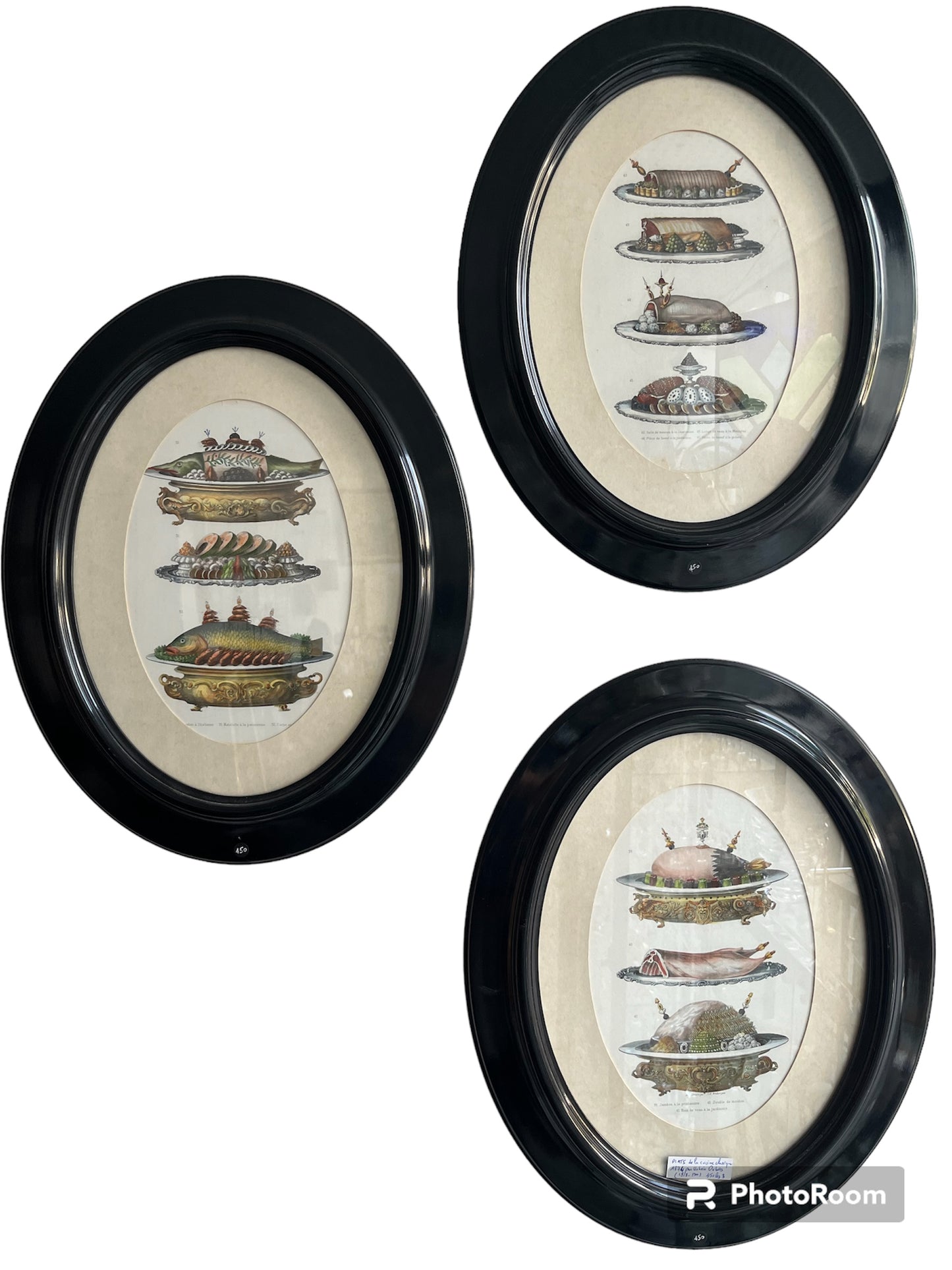 3 estampes cuisine Urbain Dubois XIXe siècle encadrées