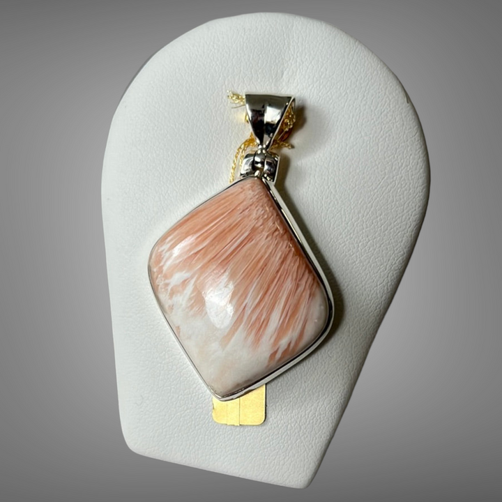 Collier MALA en pierre de lune et Pendentif en stilbite et scolecite