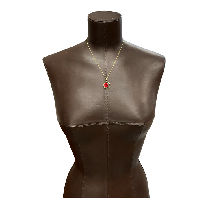 吊坠与施华洛世奇水晶,金银,红色,朱利