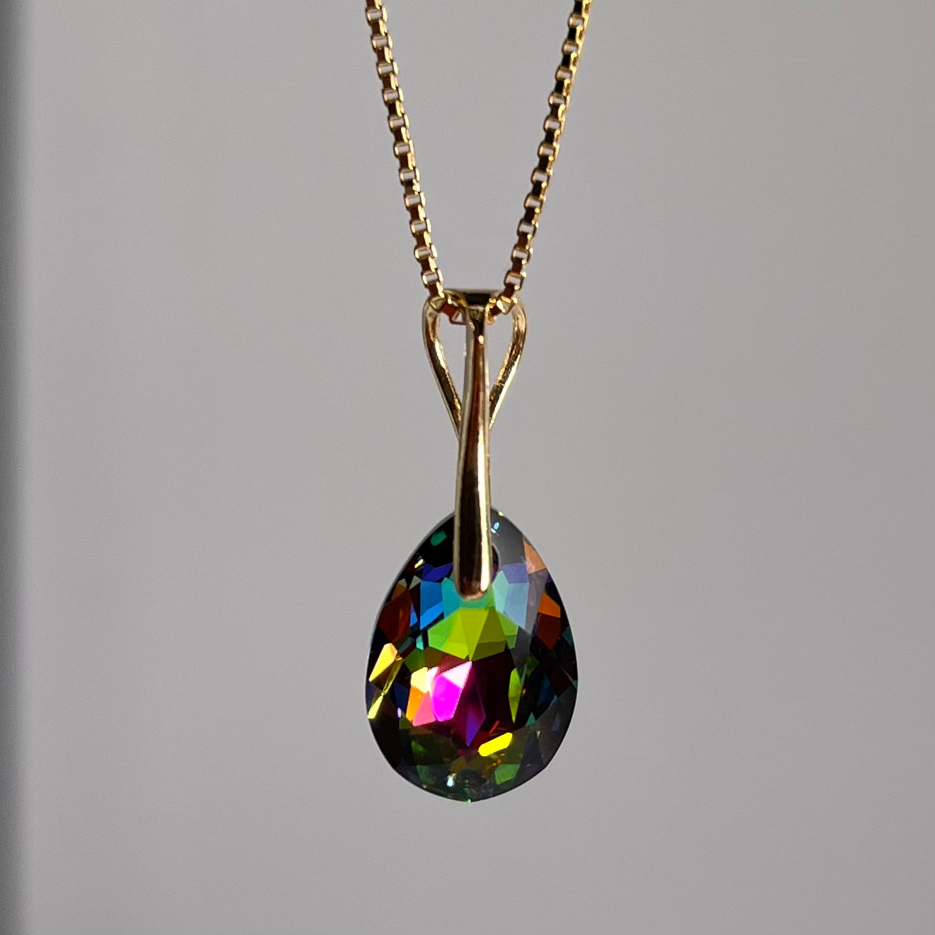 Pendentif avec cristaux Swarovski, argent doré, cristal VM, KATE