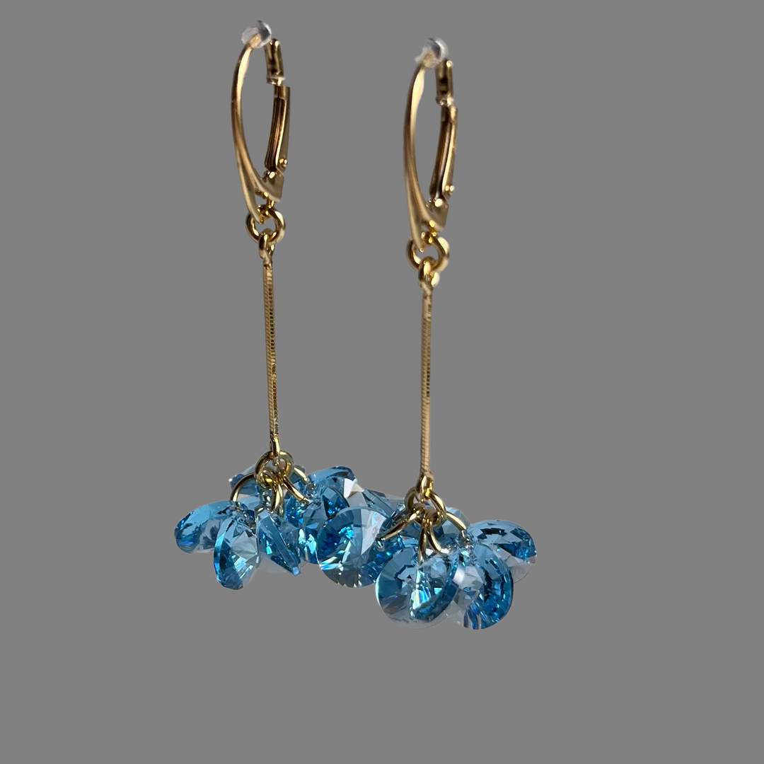 带有施华洛世奇晶体的项链,海蓝宝石蓝色,202,金银,玛格特