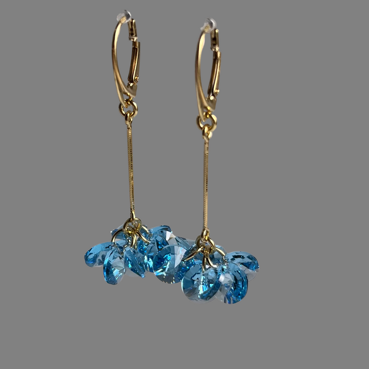 带有施华洛世奇晶体的项链,海蓝宝石蓝色,202,金银,玛格特