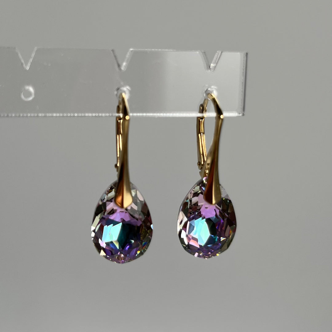 带有施华洛世奇晶体的耳环,金银,VL晶体,凯特